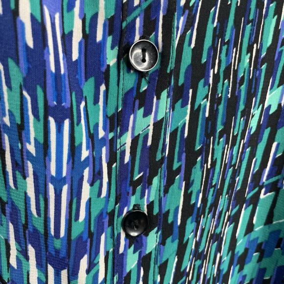 Catherines Women's Green Blue Chevron Button Front Blouse Size 2X‎ Career Flowy - Picture 10 of 12